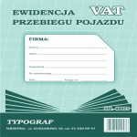 Druk offsetowy ewidencja przebiegu pojazdu VAT A5 32 kartki pion TYPOGRAF /48023/