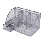 Przybornik na biurko metalowy siatka 6 komór 6b TRES srebrny /SPW6B/SR/