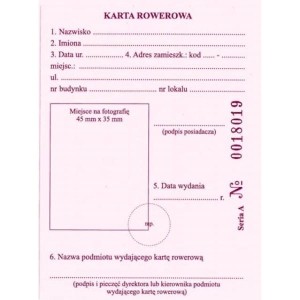 Druk offsetowy karta rowerowa A7 TYPOGRAF /02314/