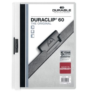 Skoroszyt zaciskowy DURACLIP Original 1-60 kart. biały A4 /2209 02/