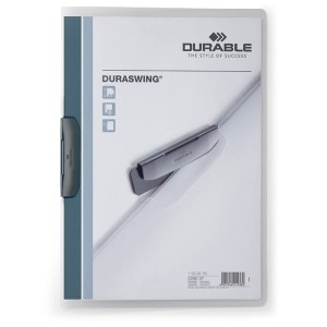 Skoroszyt DURASWING zaciskowy z przezroczystej folii PP grafitowy /229037/