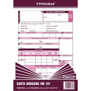 Druk "Karta Drogowa Samochód Osobowy" 2063 TYPOGRAF