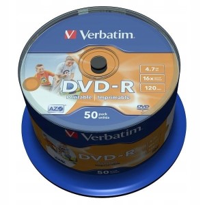 Płyta DVD+R printable 4,7gb VERBATIM x16 43512 cake 50szt.