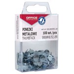 Pinezki metalowe srebrne OFFICE PRODUCTS 100szt. pudełko plastikowe /18195055-19/ !dostępność 10-04-2023!