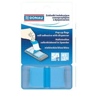 Zakładki indeksujące PP 25x45mm 50szt transparentne niebieskie DONAU /7559001pl-01/
