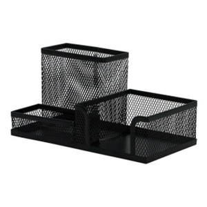 Przybornik na biurko metalowy siatka 3 komory Q-CONNECT czarny /KF16572/