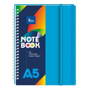 Kołozeszyt A5/100 okładka PP kratka 70g Z 5 zakładkami TETIS niebieski 1szt. /KBK060-NKA5/