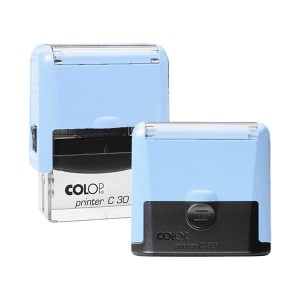 Pieczątka COLOP COMPACT 30 PRO pastelowy niebieski - poduszka: czarna 47x18 mm