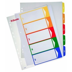 Przekładki ESSELTE plastikowe z PP do nadruku 1-5 A4 numeryczne kolorowe /100211/