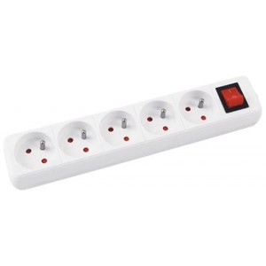 Przedłużacz OFFICE PRODUCTS 5 gniazd 5m z uziemieniem i wyłącznikiem biały /13115541-14/