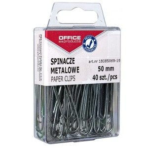 Spinacze biurowe 50mm OFFICE PRODUCTS 40szt srebrne /18085069-19/