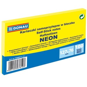 Notes samoprzylepny 76x127mm 100 kartek neonowy żółty DONAU /7588011-11/