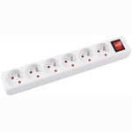 Przedłużacz OFFICE PRODUCTS, 6 gniazd 3m z uziemieniem i wyłącznikiem biały /13116341-14/