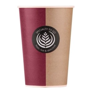 Kubki papierowe 300 ml  brązowe z nadrukiem 90 mm 50 szt !