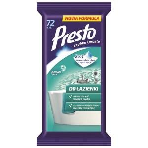 Ściereczki nawilżane PRESTO do łazienek, 72 chusteczki /HR-011460/
