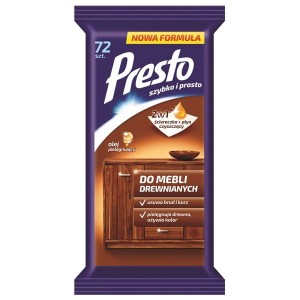 Ściereczki nawilżane PRESTO do mebli drewnianych 72 chusteczki /HR-011484/