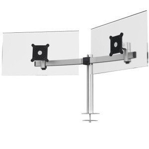 Uchwyt na 2 monitory LCD 21-27'' montaż w otworze blatu srebrny /508623/