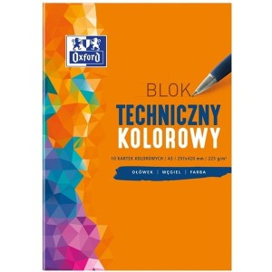 Blok techniczny A3/225g kolorowy 10 kartek OXFORD /400093234/