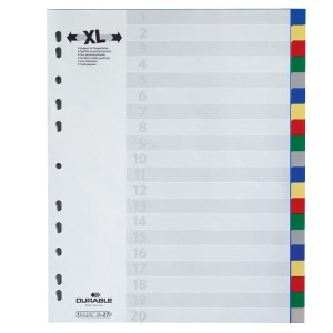 Przekładki  A4 wykonane z PP kolorowe indeksy 20 części poszerzone 675927